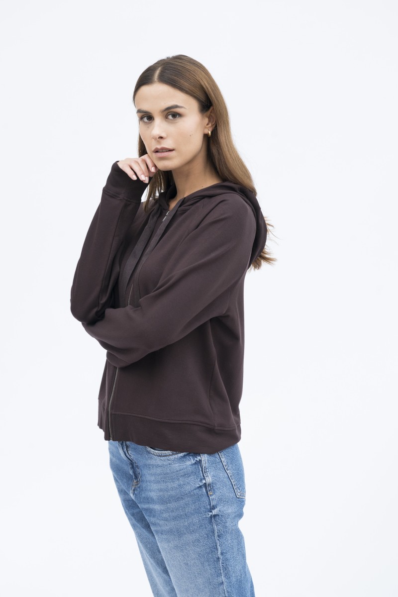 Majestic Filatures | Felpa con zip e cappuccio in viscosa