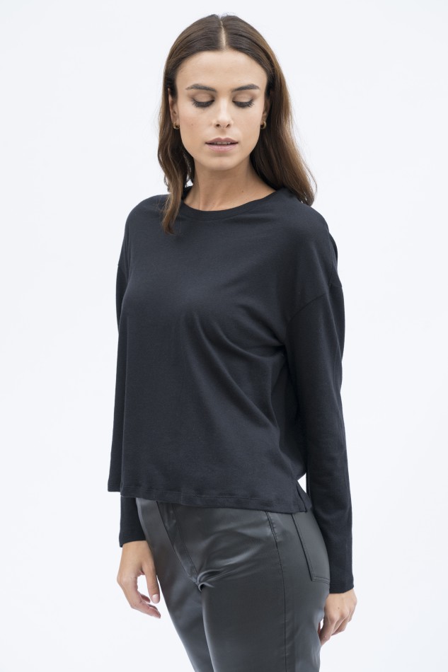 Majestic Filatures | T-shirt girocollo con spachetti cotone e cachemire 2