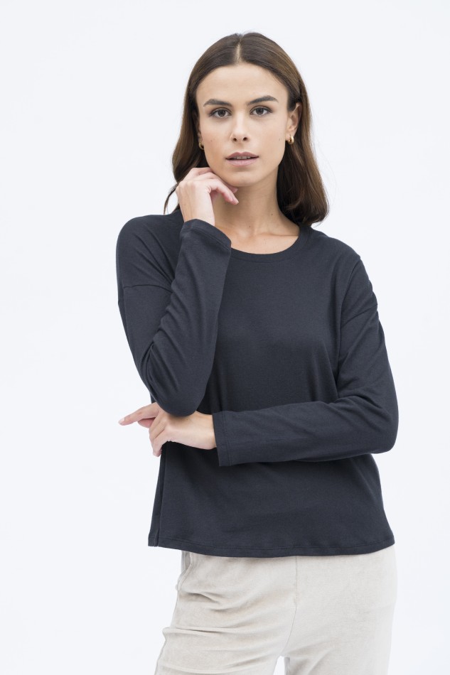 Majestic Filatures | T-shirt girocollo con spachetti cotone e cachemire