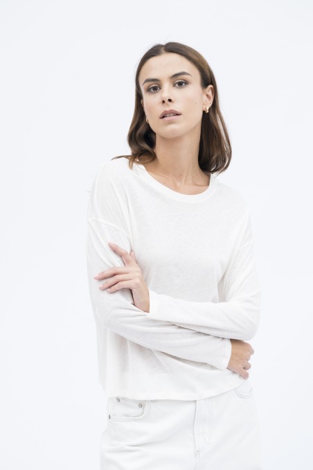Majestic Filatures | T-shirt girocollo con spachetti cotone e cachemire