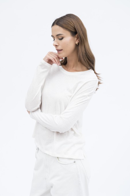 Majestic Filatures | T-shirt girocollo con spachetti cotone e cachemire