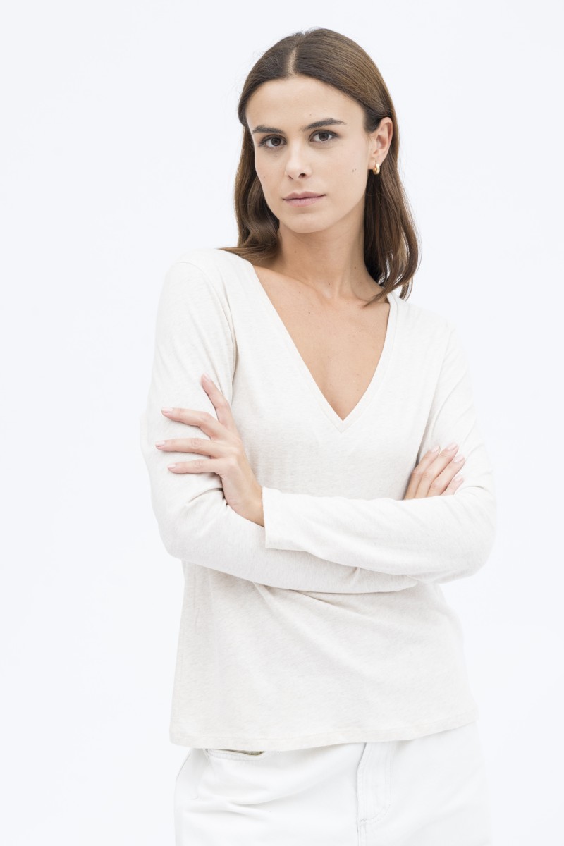 Majestic Filatures | T-shirt scollo a V in cotone deluxe