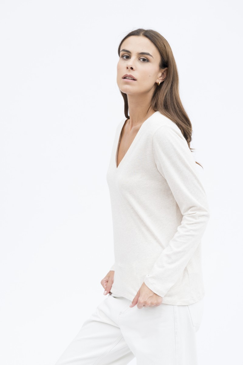 Majestic Filatures | T-shirt scollo a V in cotone deluxe