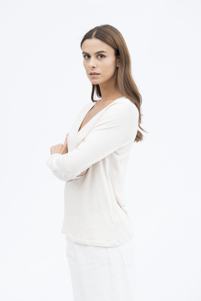 Majestic Filatures | T-shirt scollo a V in cotone deluxe