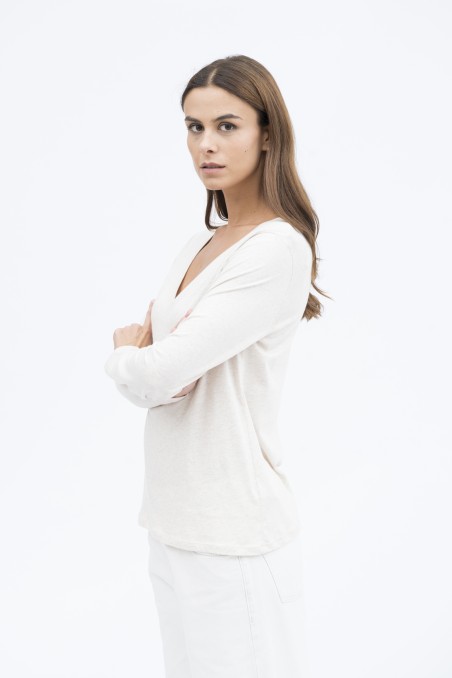 Majestic Filatures | T-shirt scollo a V in cotone deluxe