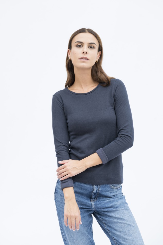 Majestic Filatures | T-shirt girocollo slim in cotone e cachemire slim
