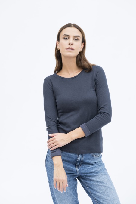 Majestic Filatures | T-shirt girocollo slim in cotone e cachemire slim