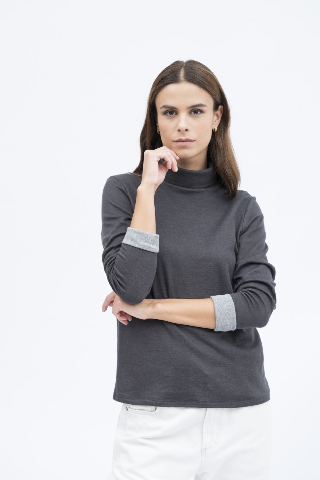 Majestic Filatures| T-shirt dolcevita in cotone e cachemire double