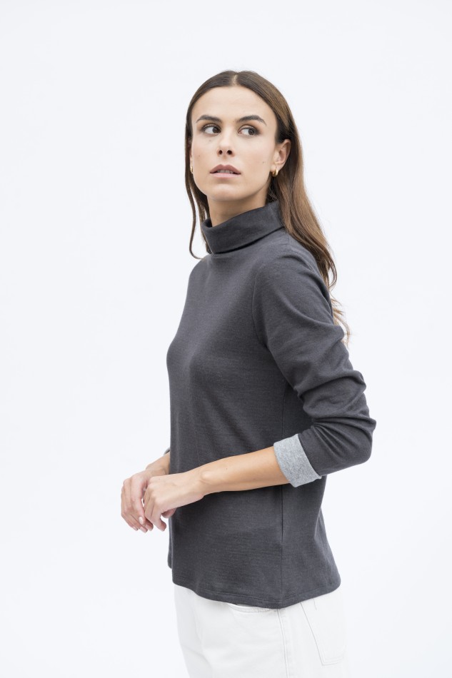 Majestic Filatures| T-shirt dolcevita in cotone e cachemire double 2