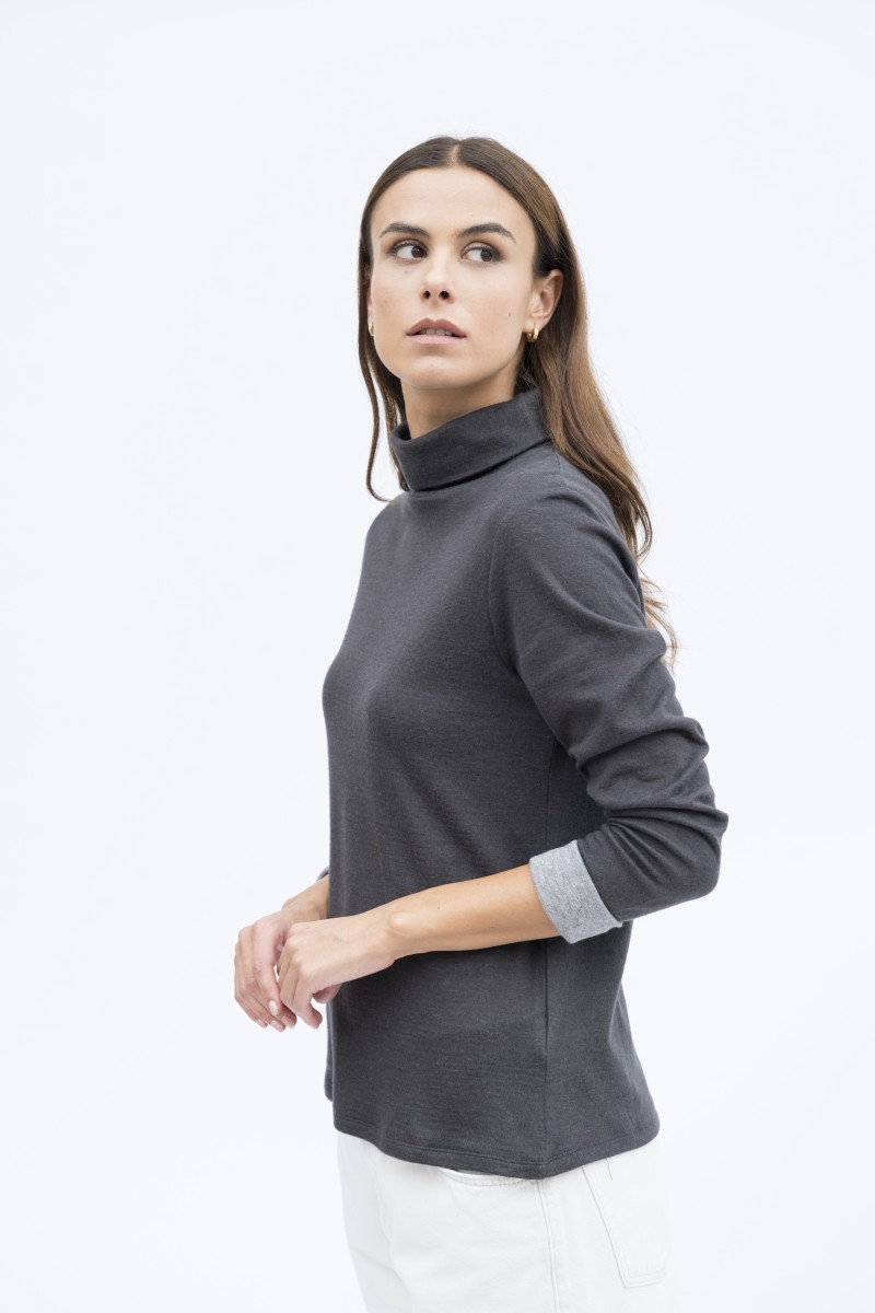 Majestic Filatures| T-shirt dolcevita in cotone e cachemire double
