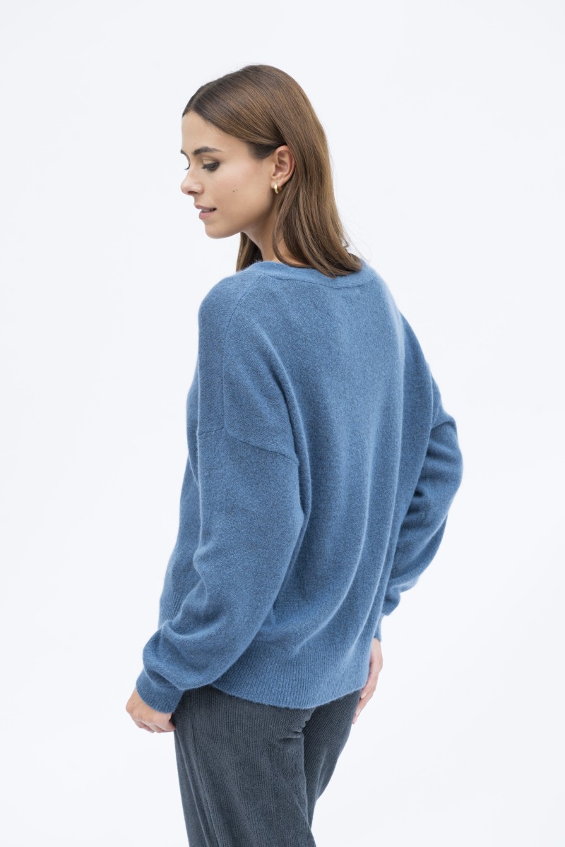 Majestic Filatures | Pullover scollo a V in lana cashmere e seta