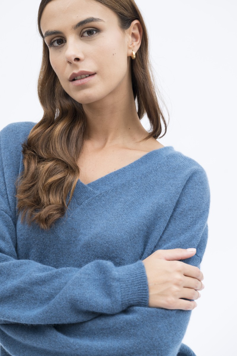 Majestic Filatures | Pullover scollo a V in lana cashmere e seta