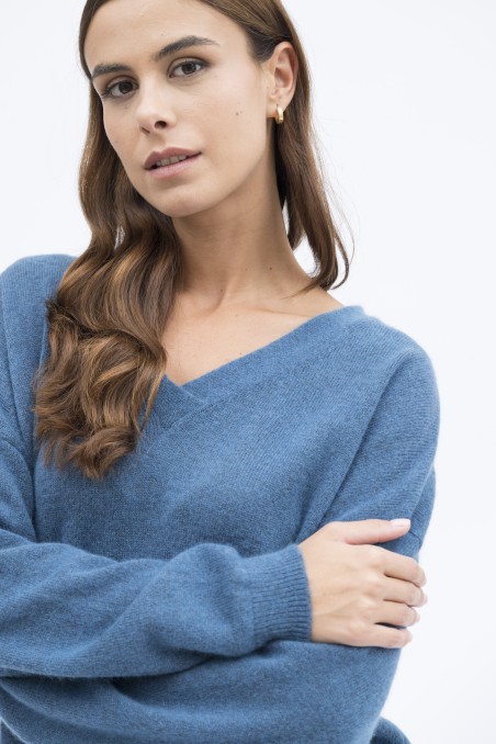 Majestic Filatures | Pullover scollo a V in lana cashmere e seta
