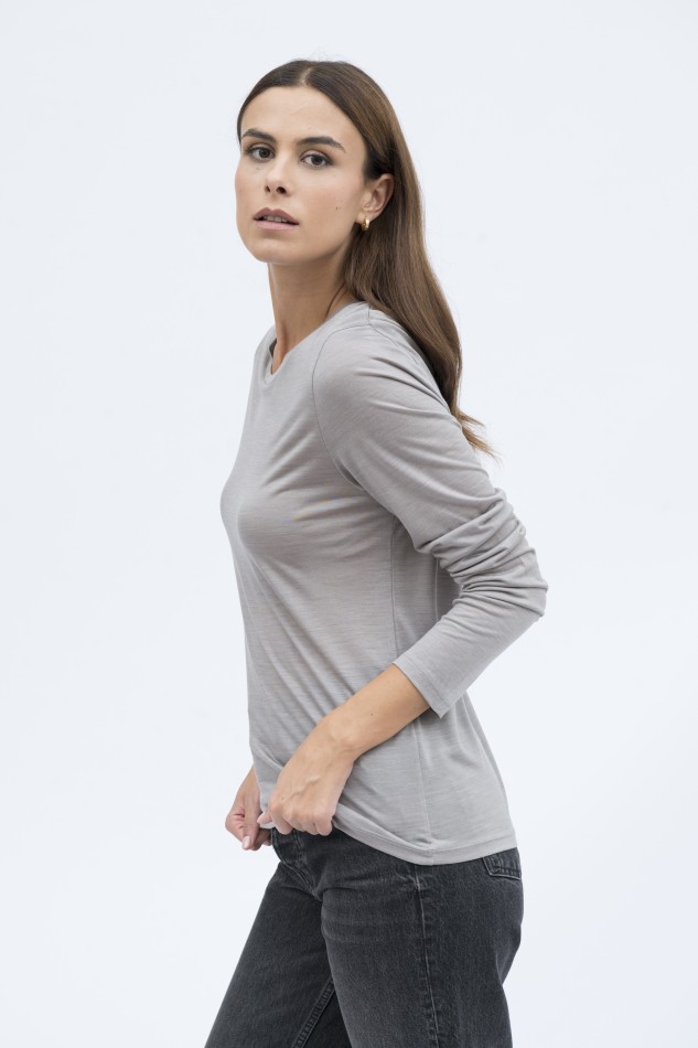 Majestic Filatures | T-shirt girocollo manica lunga lyocell e lana 2