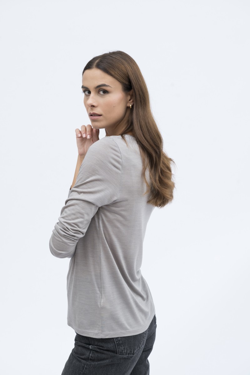Majestic Filatures | T-shirt girocollo manica lunga lyocell e lana