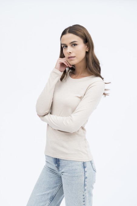 Majestic Filatures | T-shirt girocollo a maniche lunghe in cotone e cashmere nera