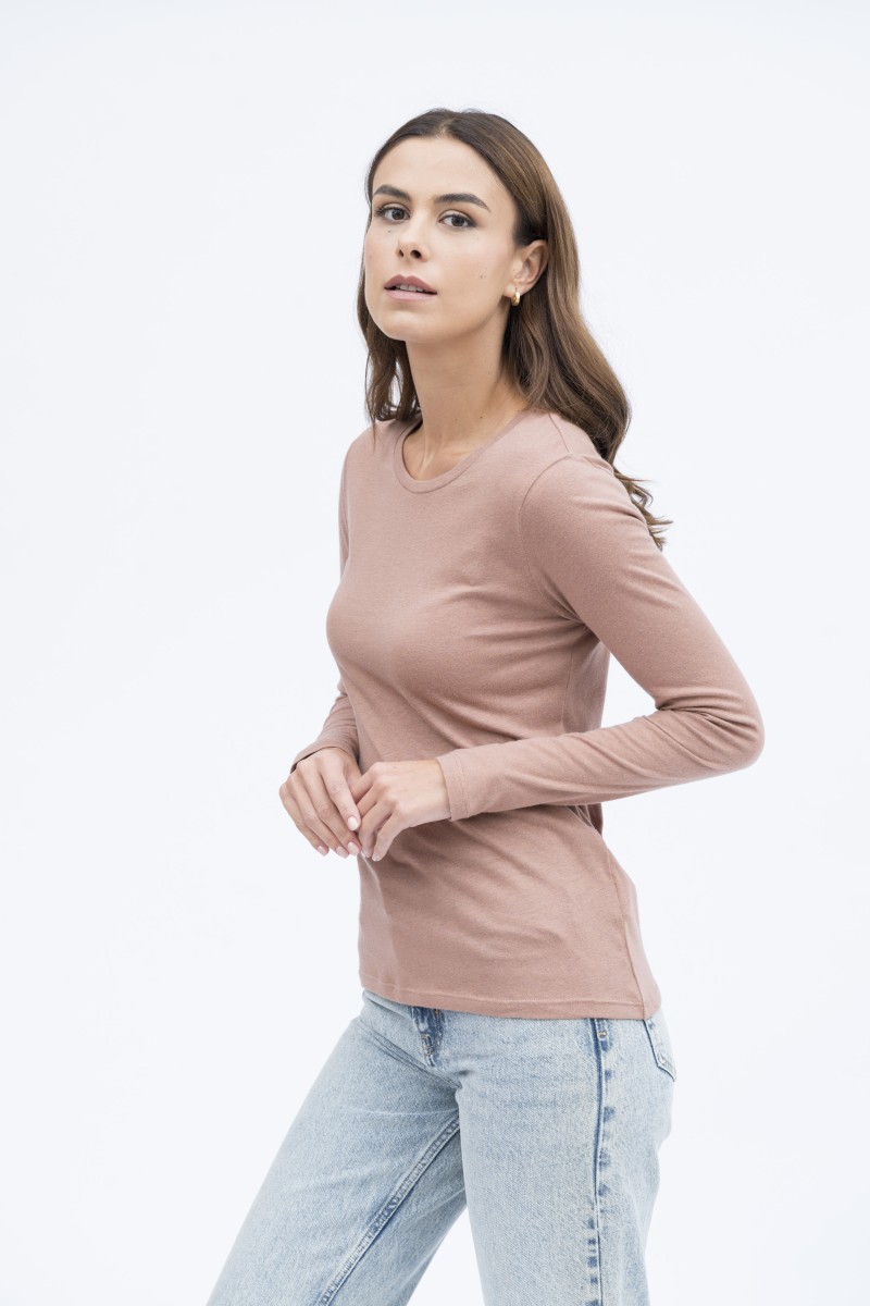 Majestic Filatures | T-shirt girocollo a maniche lunghe in cotone e cashmere nera