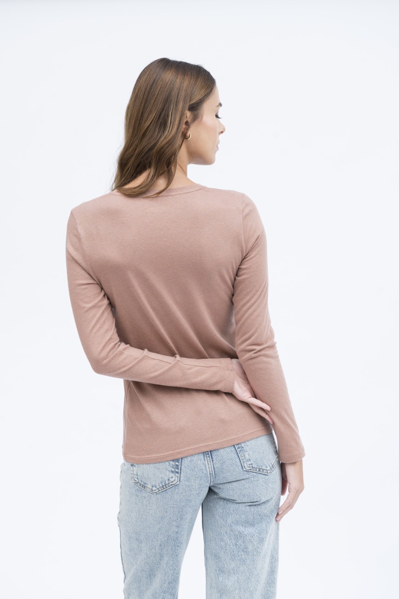 Majestic Filatures | T-shirt girocollo a maniche lunghe in cotone e cashmere nera