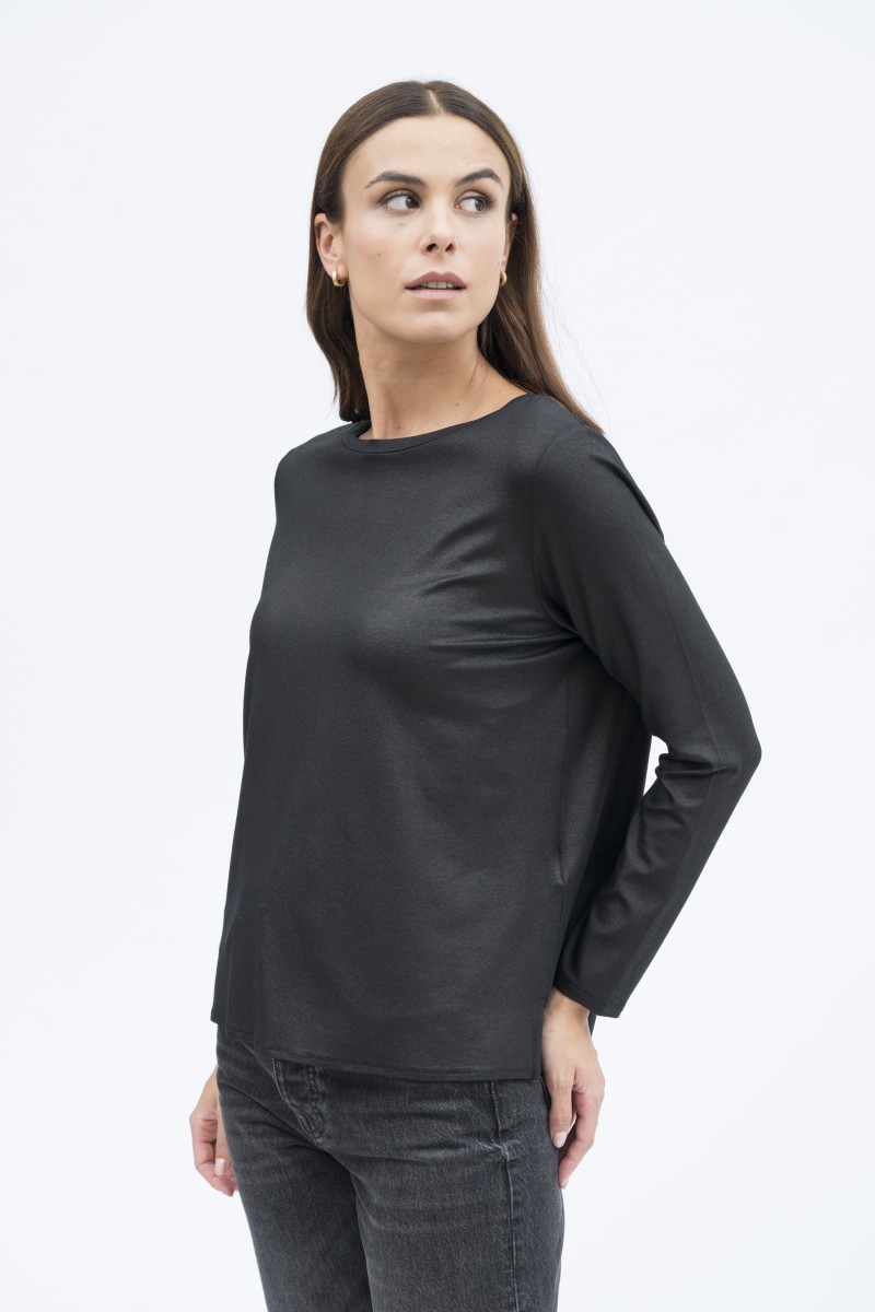 Majestic FIlatures | T-shirt in Lurex con scollo a barca