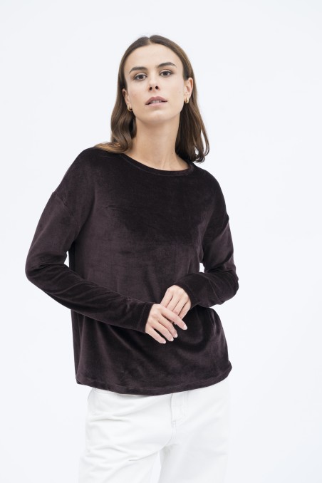 Majestic Filatures | T-shirt in velluto con scollo a barca