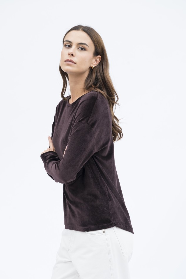 Majestic Filatures | T-shirt in velluto con scollo a barca 2