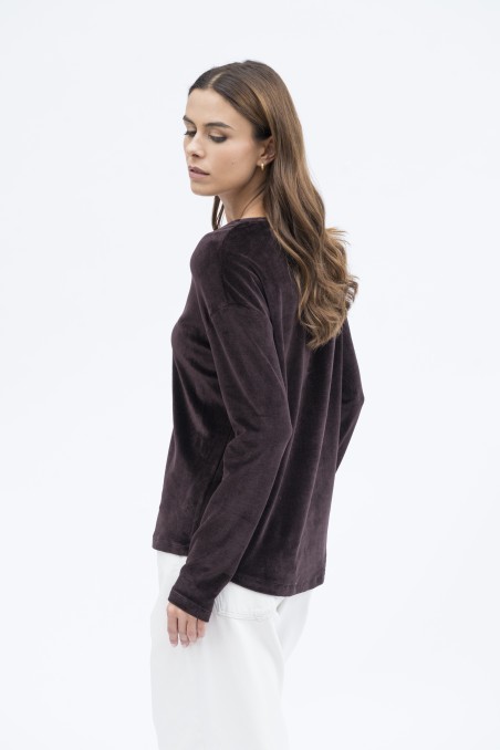 Majestic Filatures | T-shirt in velluto con scollo a barca
