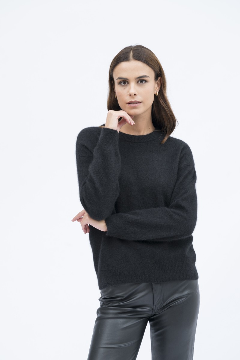 Majestic Filatures | Pullover in Raccoon girocollo e maniche lunghe