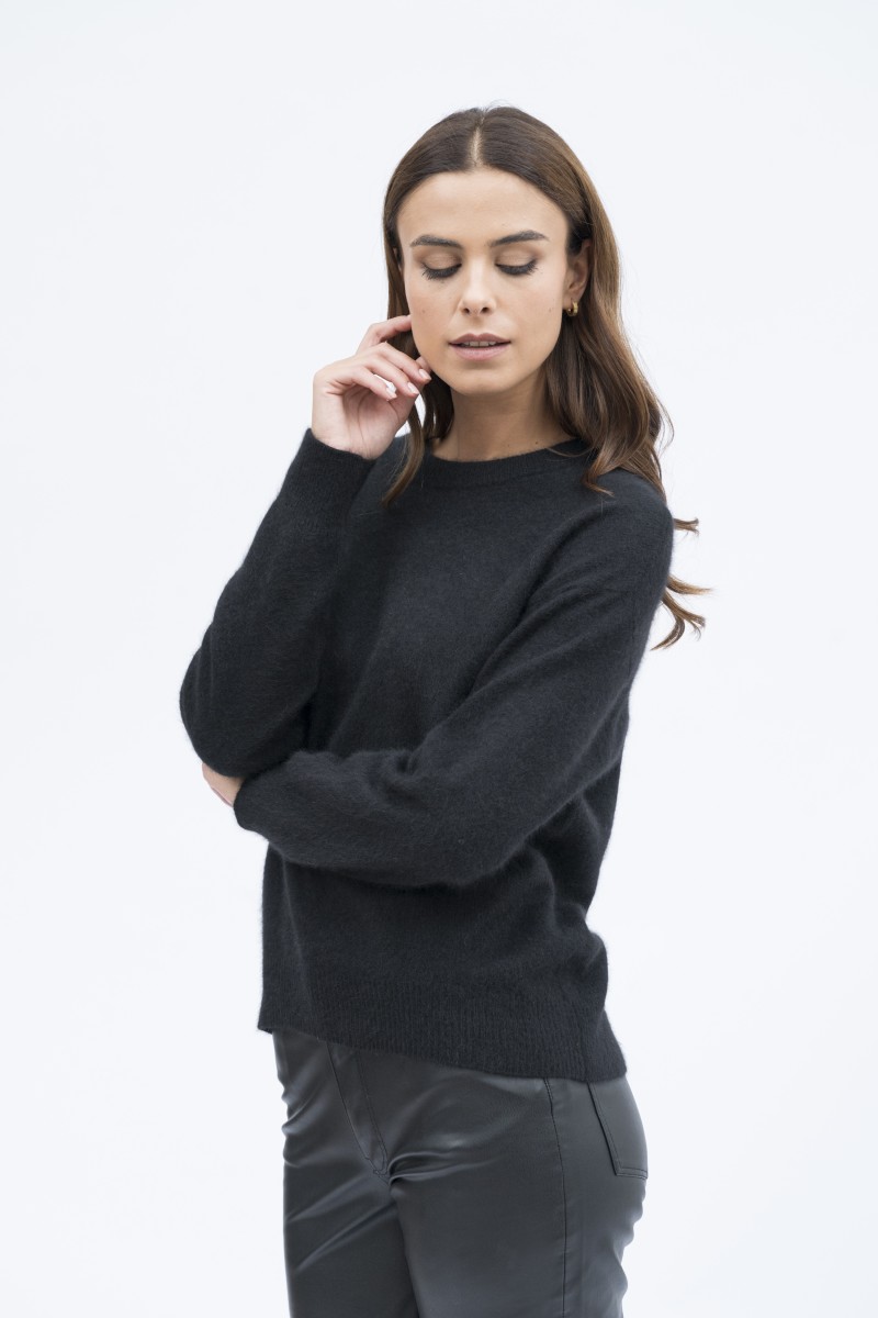 Majestic Filatures | Pullover in Raccoon girocollo e maniche lunghe