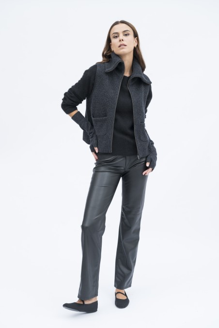 Majestic Filatures | Gilet con collo alto e zip in 100% lana merinos