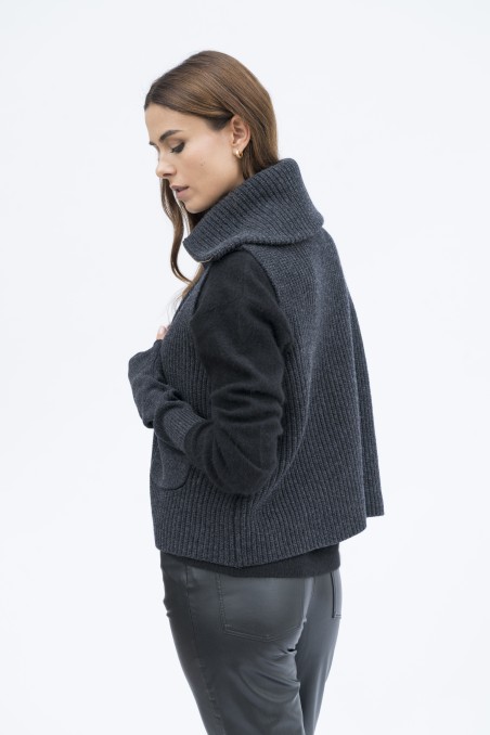 Majestic Filatures | Gilet con collo alto e zip in 100% lana merinos