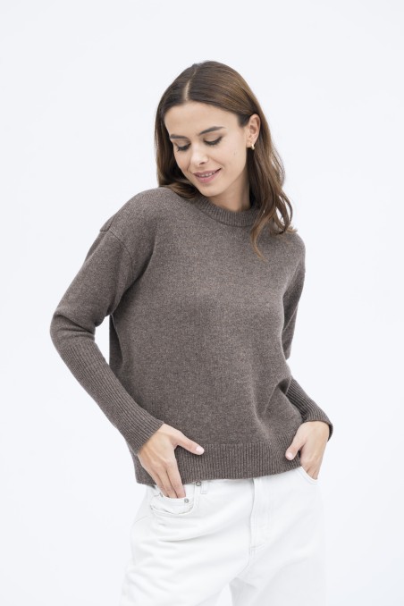 Majestic Filatures | Pullover girocollo maniche lunghe in 100% lana merinos