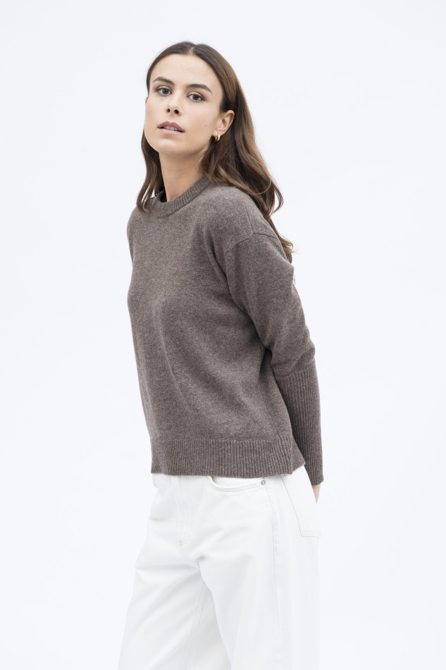 Majestic Filatures | Pullover girocollo maniche lunghe in 100% lana merinos 2