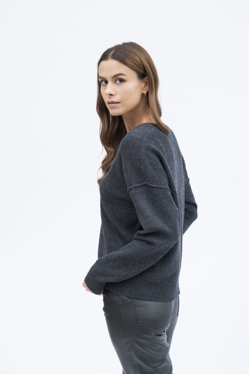 Majestic Filatures | Pullover scollo a V e maniche lunghe in 100% lana merinos
