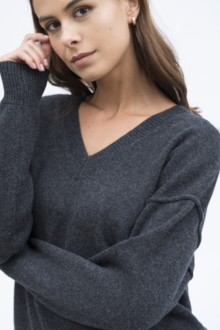 Majestic Filatures | Pullover scollo a V e maniche lunghe in 100% lana merinos