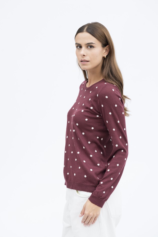 Majestic Filatures | Pullover girocollo in lana e cachemire a pois 2