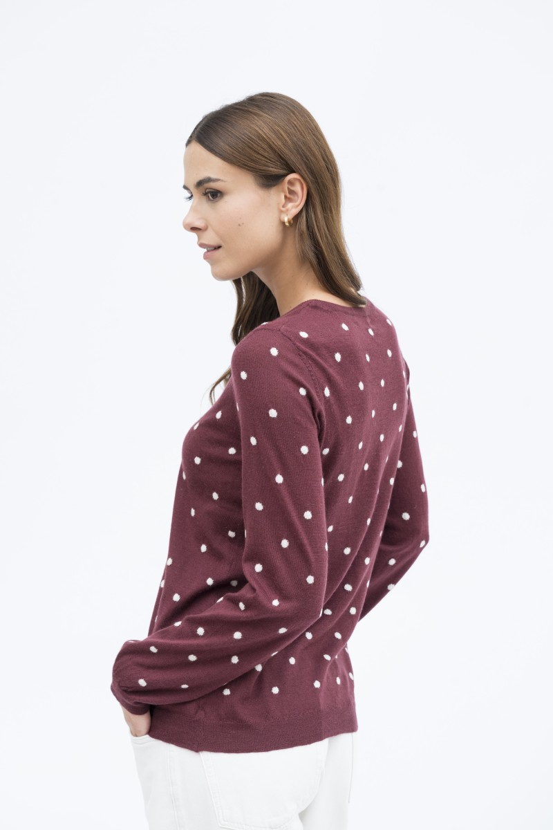 Majestic Filatures | Pullover girocollo in lana e cachemire a pois