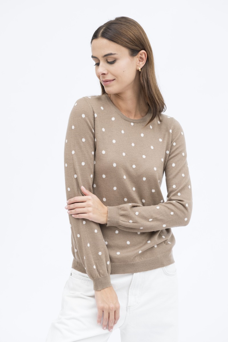 Majestic Filatures | Pullover girocollo in lana e cachemire a pois