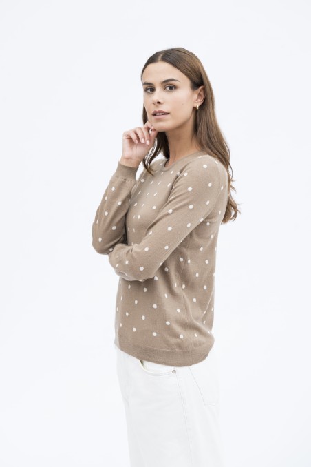 Majestic Filatures | Pullover girocollo in lana e cachemire a pois