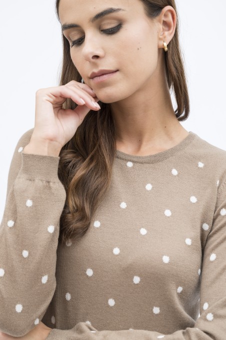 Majestic Filatures | Pullover girocollo in lana e cachemire a pois