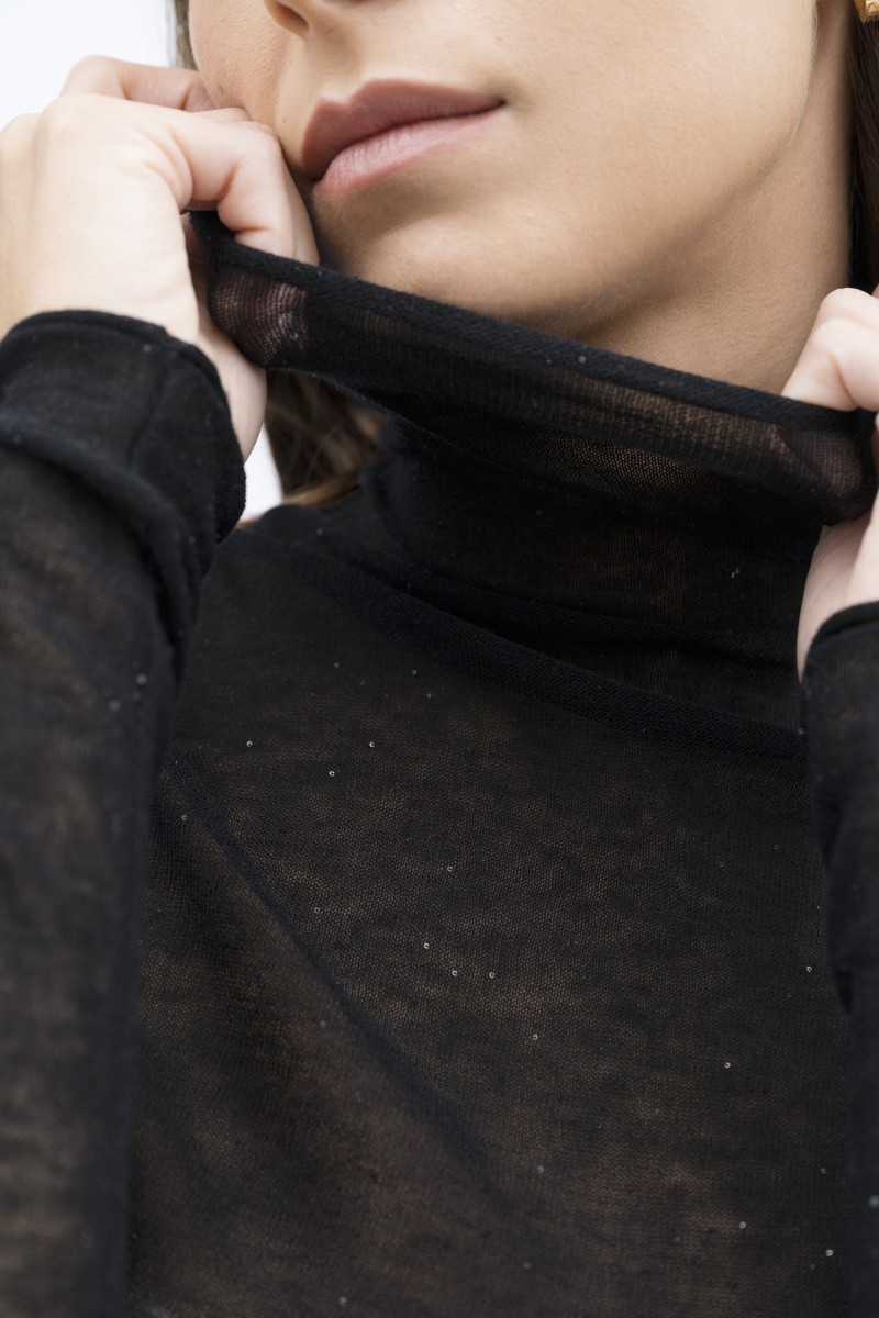 Majestic Filatures | T-shirt in maglia con micro pailletes