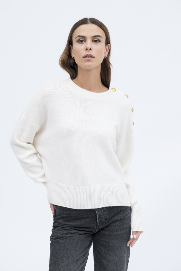 Majestic Filatures | Pullover girocollo in lana e cashmere