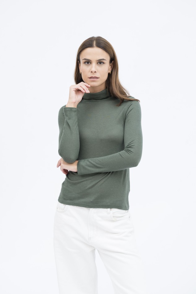 Majestic Filatures | T-shirt con collo alto manica lunga