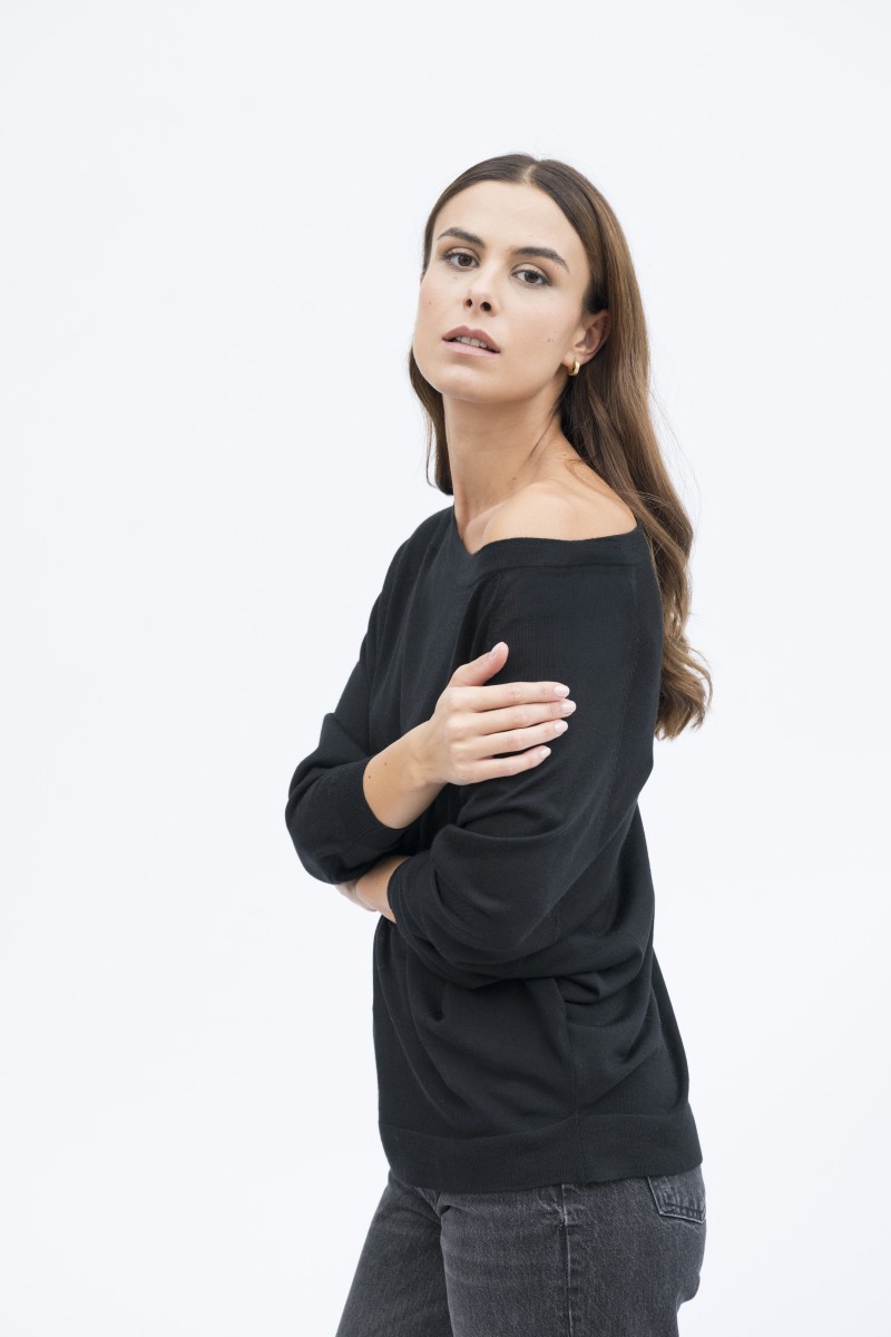 Majestic Filatures | Pullover girocollo spalla scesa