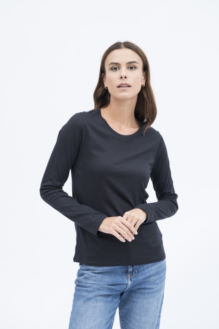 T-shirt girocollo slim in cotone e cashmere