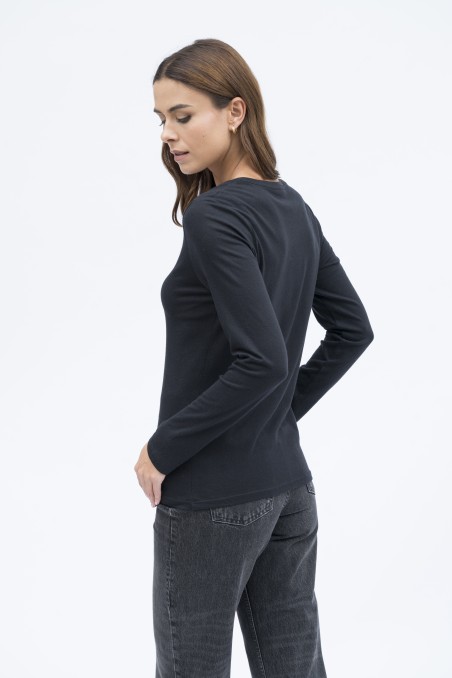 T-shirt girocollo slim in cotone e cashmere