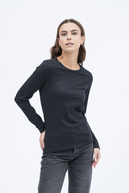 T-shirt girocollo slim in cotone e cashmere