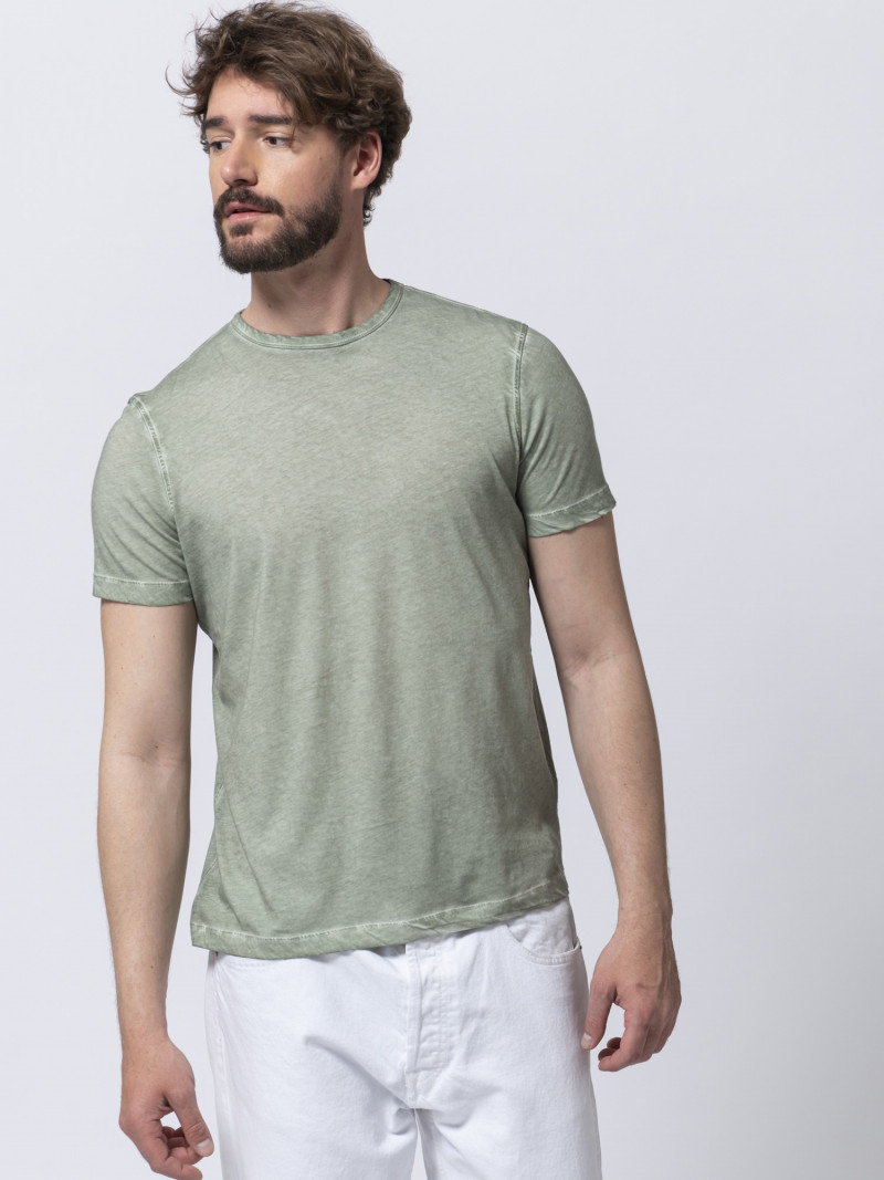 T-shirt puro cotone verdone uomo girocollo con manica corta